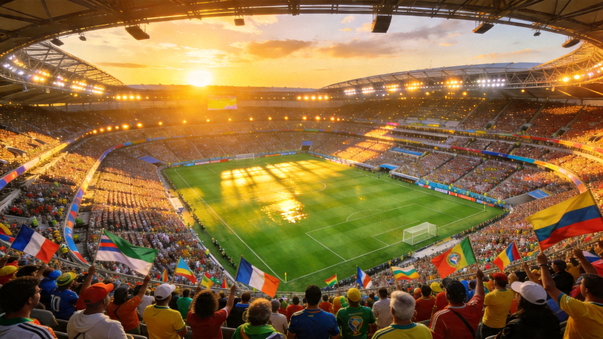 世界杯决赛赛场全景 - 绿茵场与座无虚席的观众席